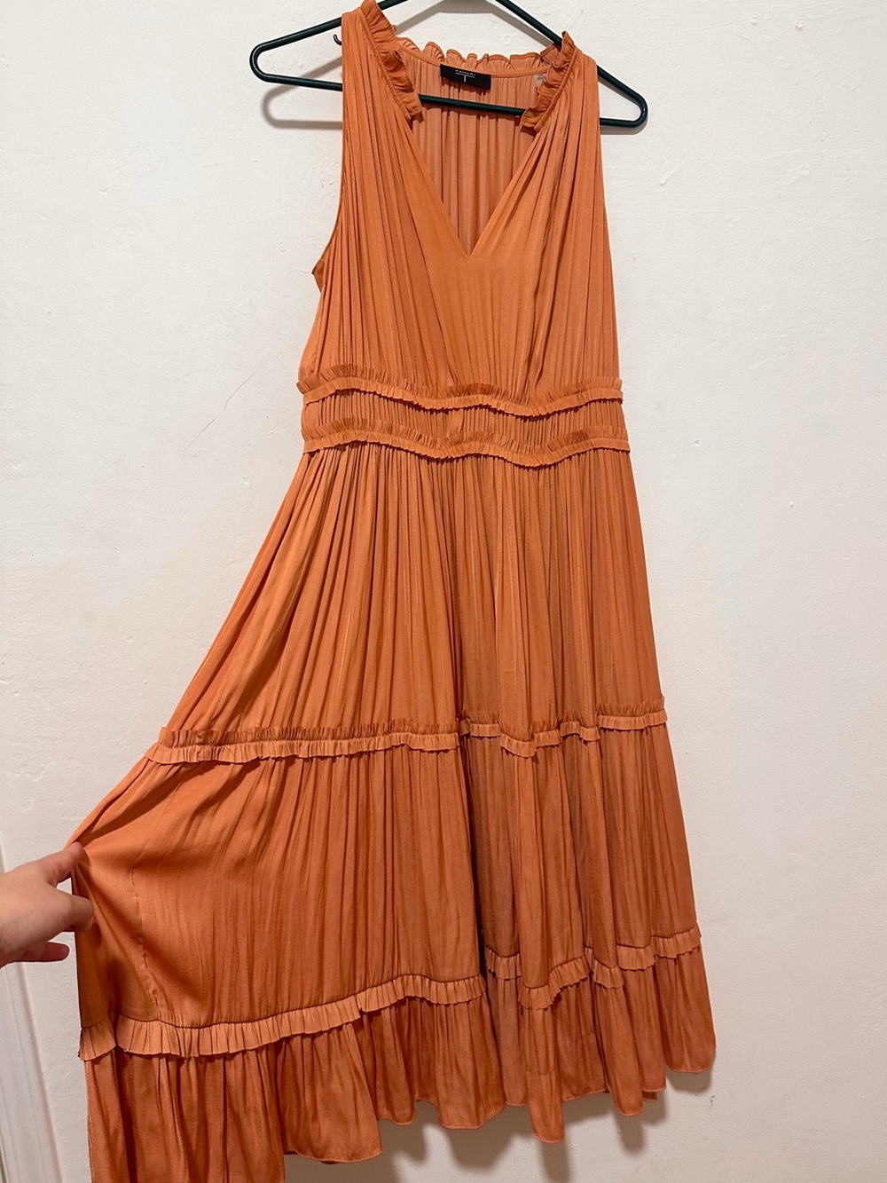 V-Neck Tiered Midi Dress